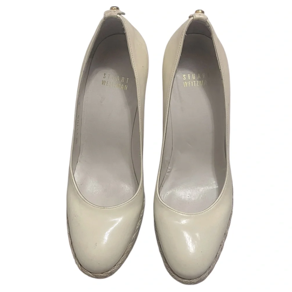 ❤️Stuart Weitzman white leather wedges. Look at all pictures for small flaws.